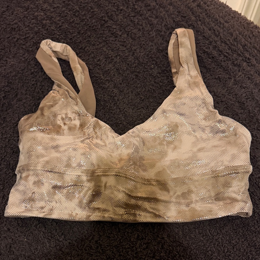 Reversible metallic Lulu Align sports bra